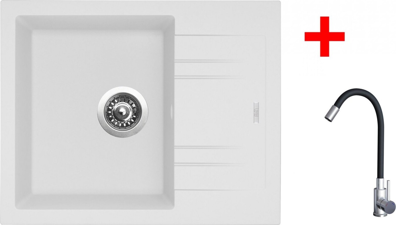 Sinks Linea 600 Milk + Elasta nehrdzavejúca oceľ/čierny