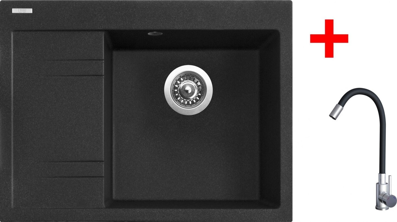 Sinks Rim 650 P Granblack + Elasta nehrdzavejúca oceľ/čierny