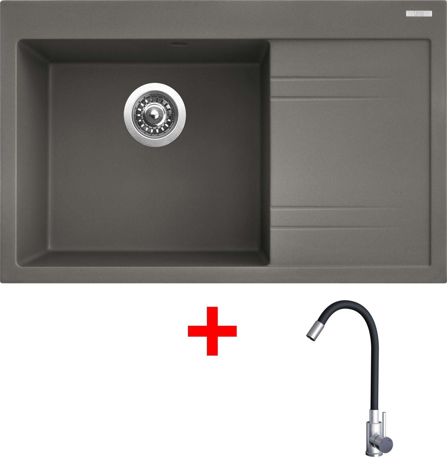 Sinks Rim 780 L Truffle + Elasta nehrdzavejúca oceľ/čierny