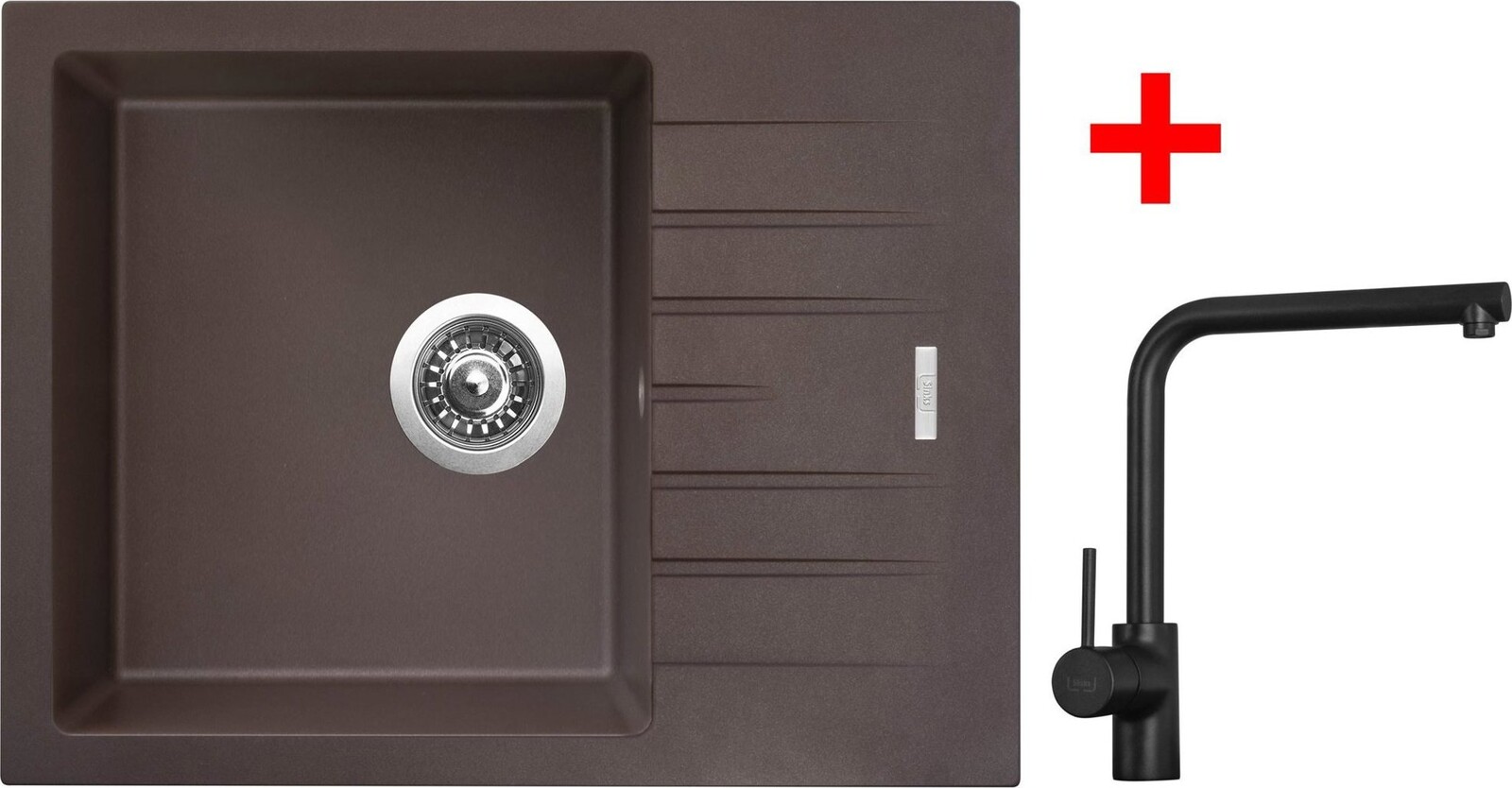 Sinks Perfecto 650 Marone + Elka černý matný