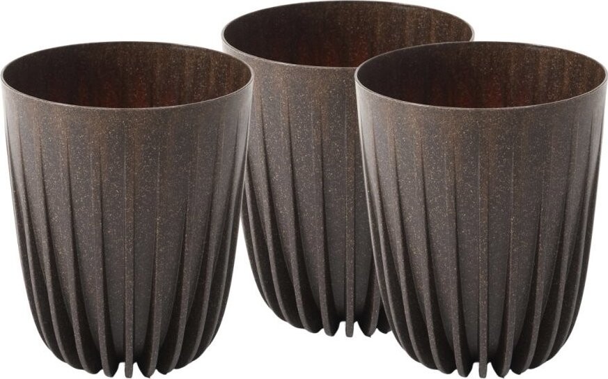 Lamela Květináč MIRA 19 cm, coffee espresso, set 3 ks