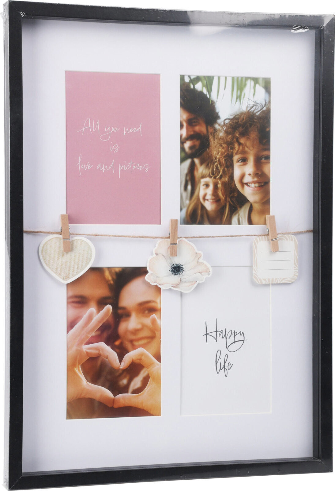 Home Styling Collection Fotorámeček s dekorací, 31 × 27 × 43,5 cm, černý rám