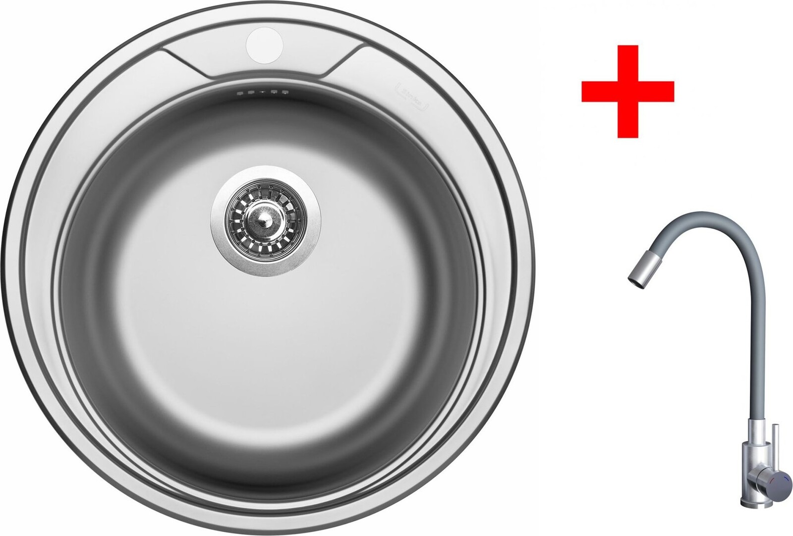 Sinks Round 510 + Elasta nehrdzavejúca oceľ/sivý