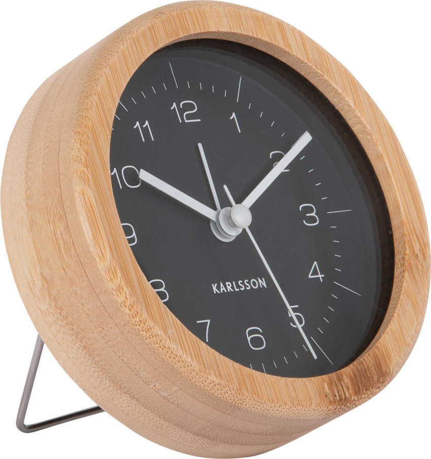 Karlsson Budík s bambusovým puzdrom NEAT, priemer 10 cm, čierny