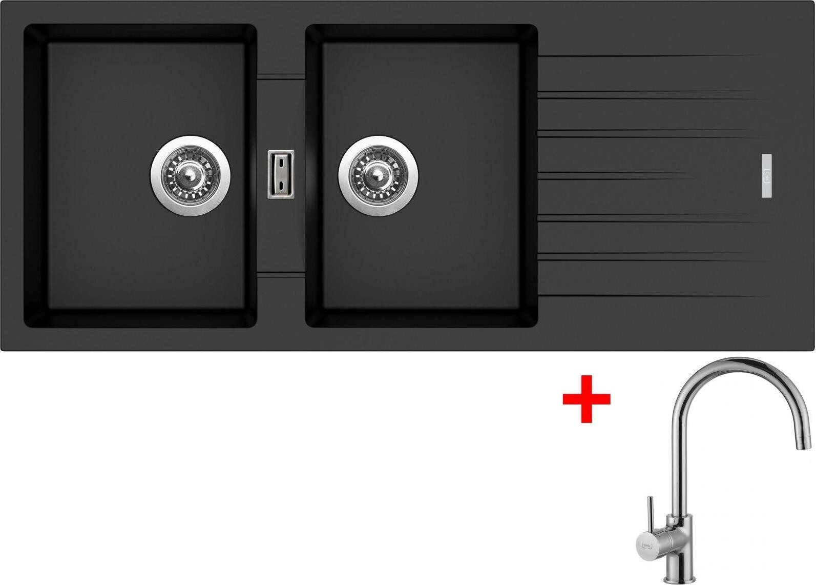 Sinks Perfecto 1160 Duo Metalblack + Vitalia