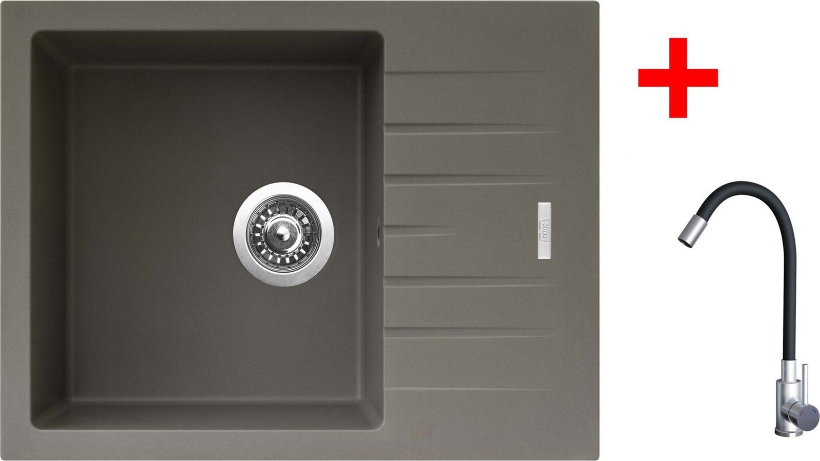 Sinks Perfecto 650 Truffle + Elasta nehrdzavejúca oceľ/čierny
