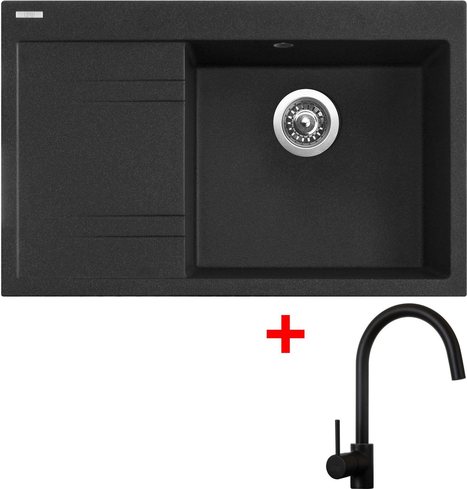 Sinks Rim 780 P Granblack + Vitalia, čierna, matná