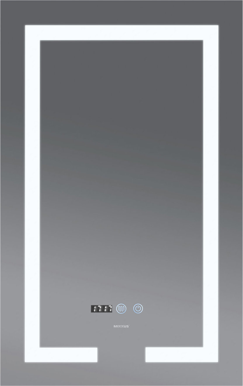MIXXUS Zrkadlo s LED osvetlením, protizahmlievacou funkciou, reguláciou jasu a hodinkami, MR06-60×80 HARD