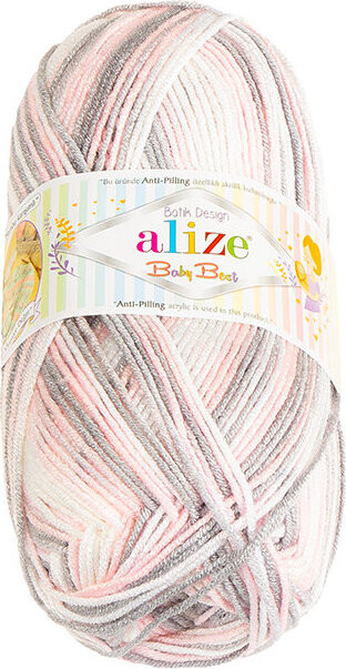 BELLATEX Baby Best Batik 100 g - 6664 růžová, šedá, bílá