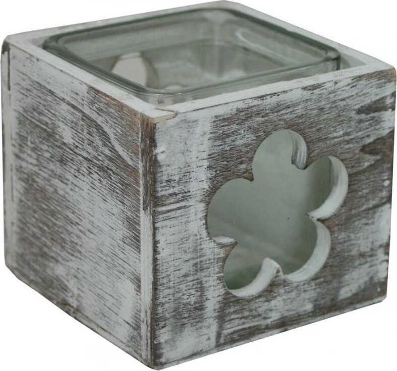 GOBA kytka patina dřevo-sklo 9 × 9 cm