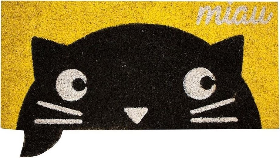 Home Elements Rohožka gumová kokosová Miau - žlutá 32 × 68 cm