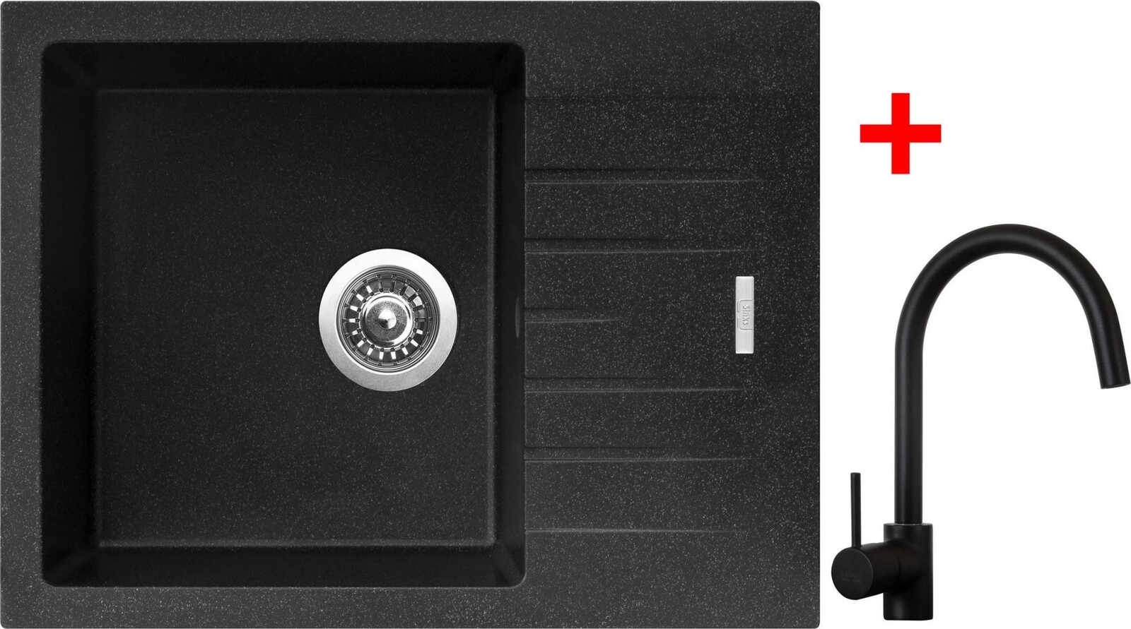 Sinks Perfecto 650 Granblack + Vitalia, čierna, matná