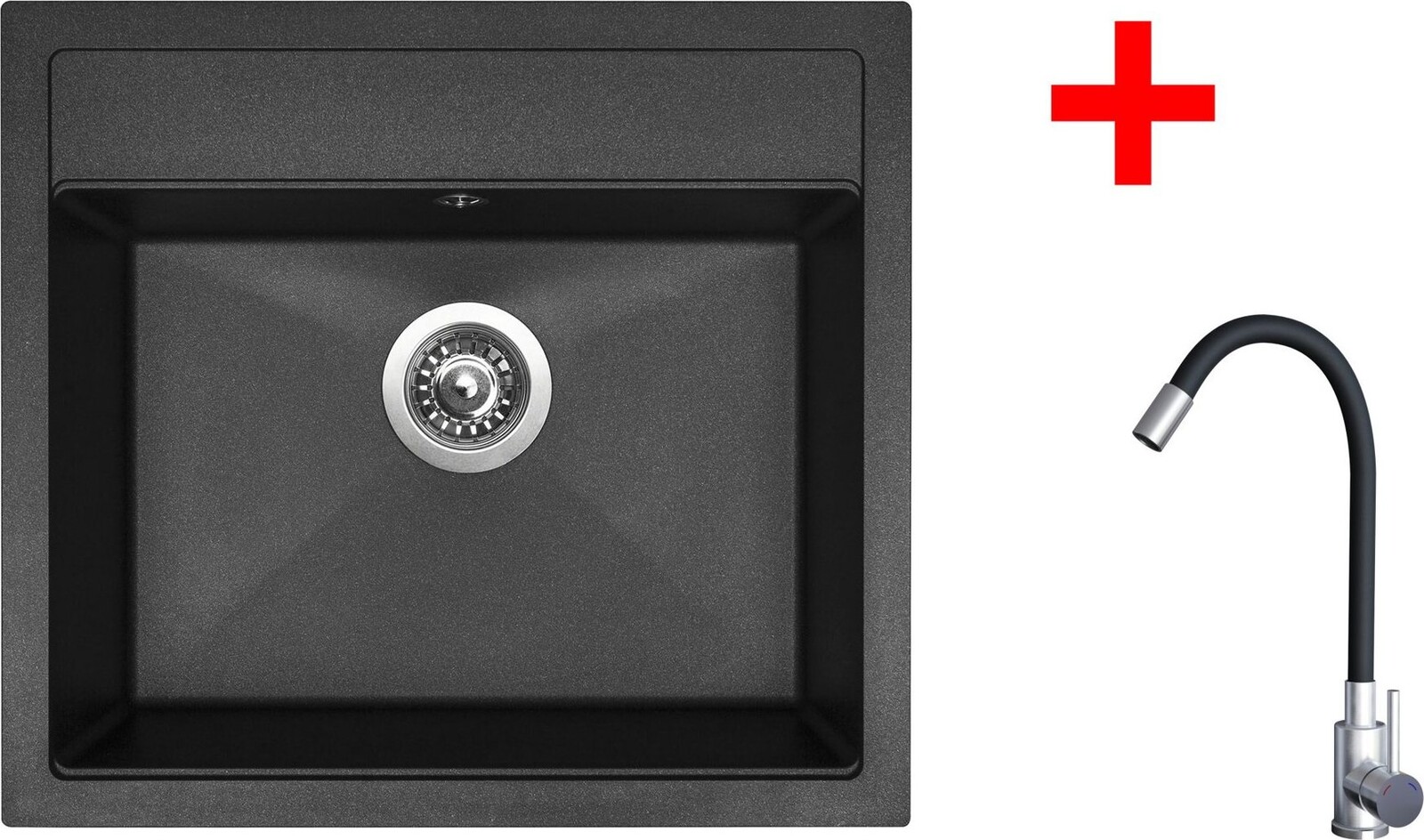 Sinks Solo 560 Granblack + Elasta nehrdzavejúca oceľ/čierny