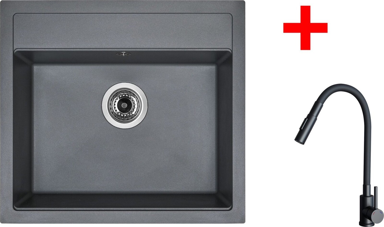 Sinks Solo 560 Titanium + Elasta S čierny matný