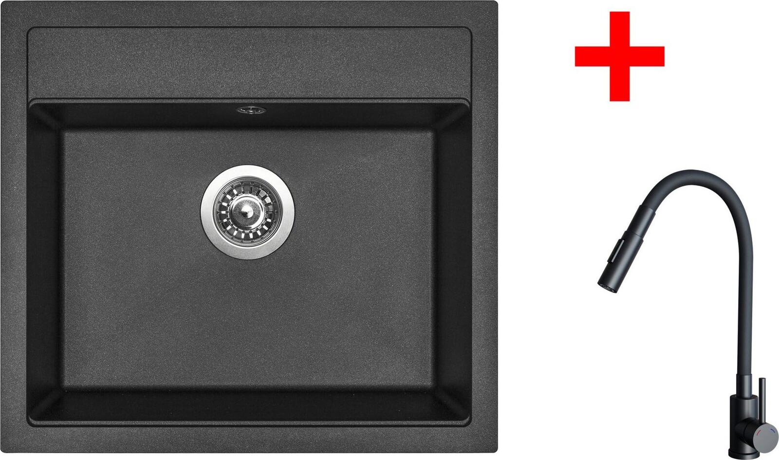 Sinks Solo 560 Metalblack + Elasta S čierny matný