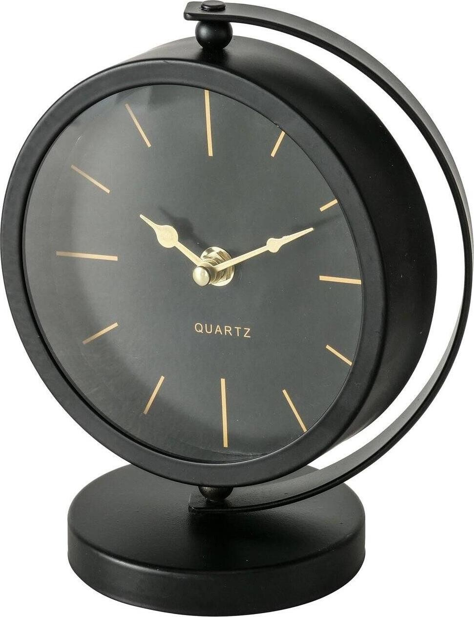 Boltze Stolní černé hodiny BALIA, zlaté ručičky, 20 cm