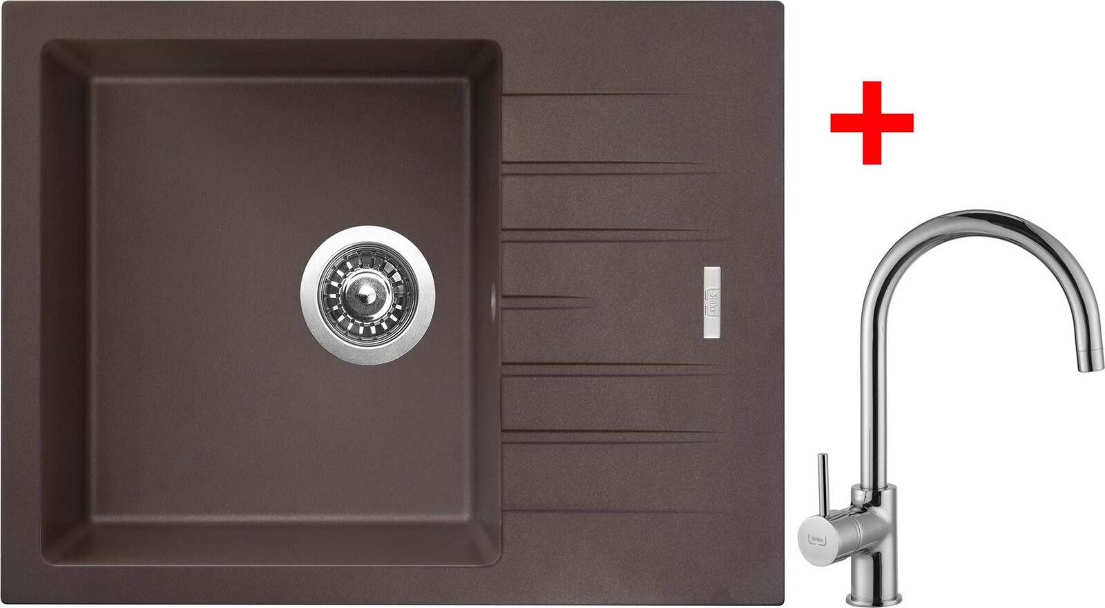 Sinks Perfecto 650 Marone + Vitalia lesklý