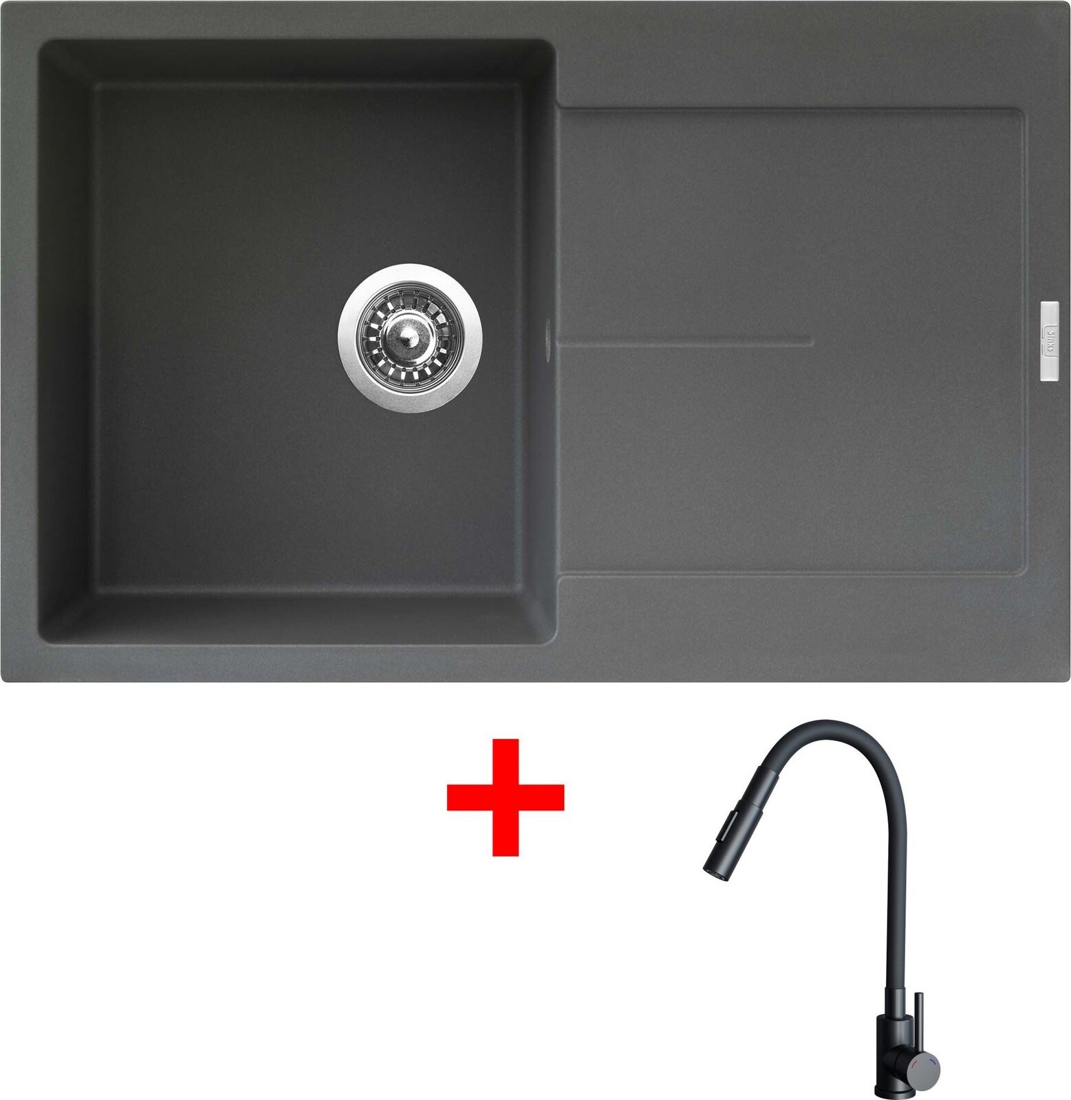 Sinks Ultima 790 Titanium + Elasta S čierny matný