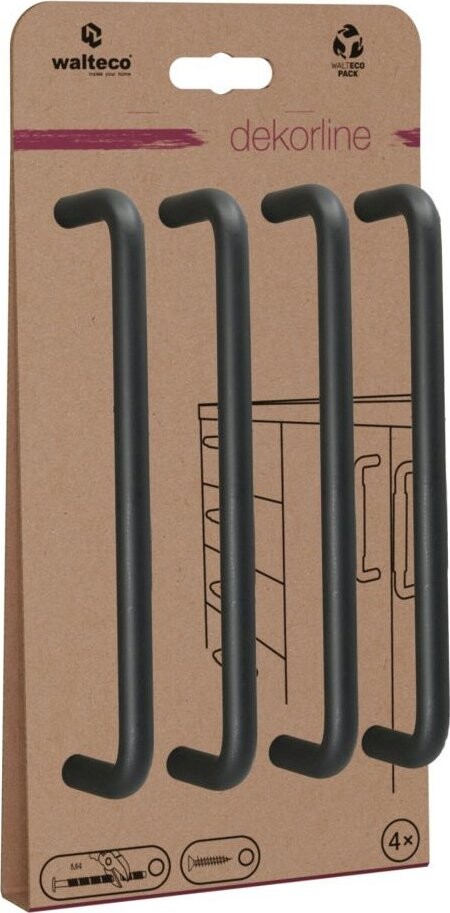 Walteco Set nábytkových úchytek Gissi rozteč 160 mm, matné černé, 4 ks