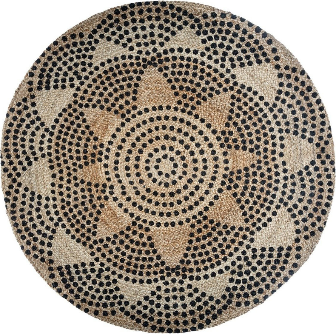 Atmosphera Jutový kulatý koberec, průměr 120 cm, geometrický vzor