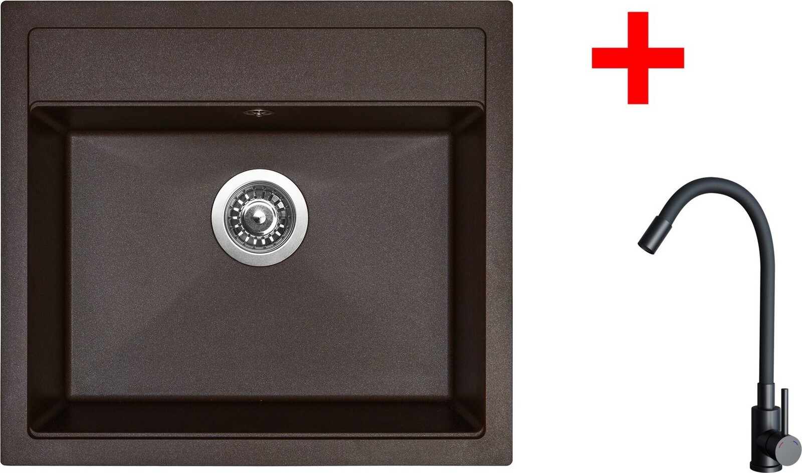 Sinks Solo 560 Marone + Elasta čierny matný