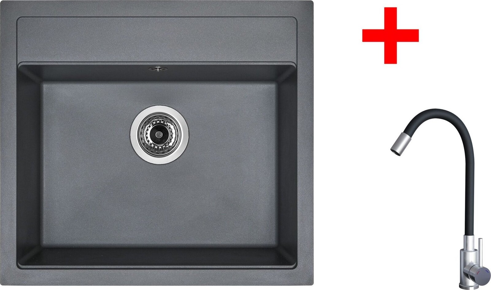 Sinks Solo 560 Titanium + Elasta nehrdzavejúca oceľ/čierny