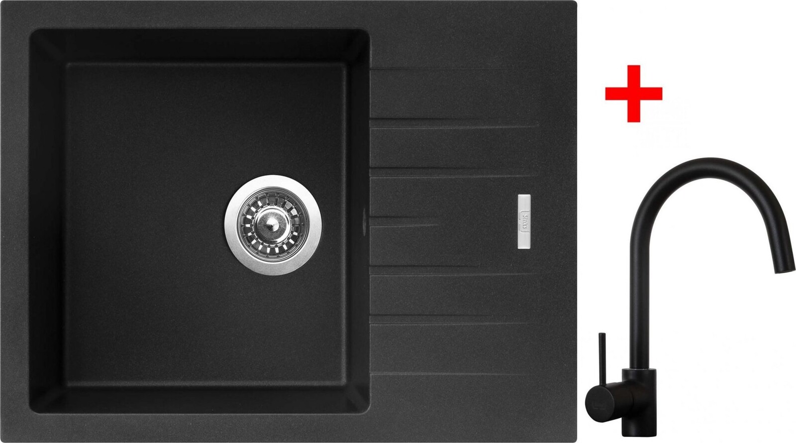 Sinks Perfecto 650 Metalblack + Vitalia, čierna, matná