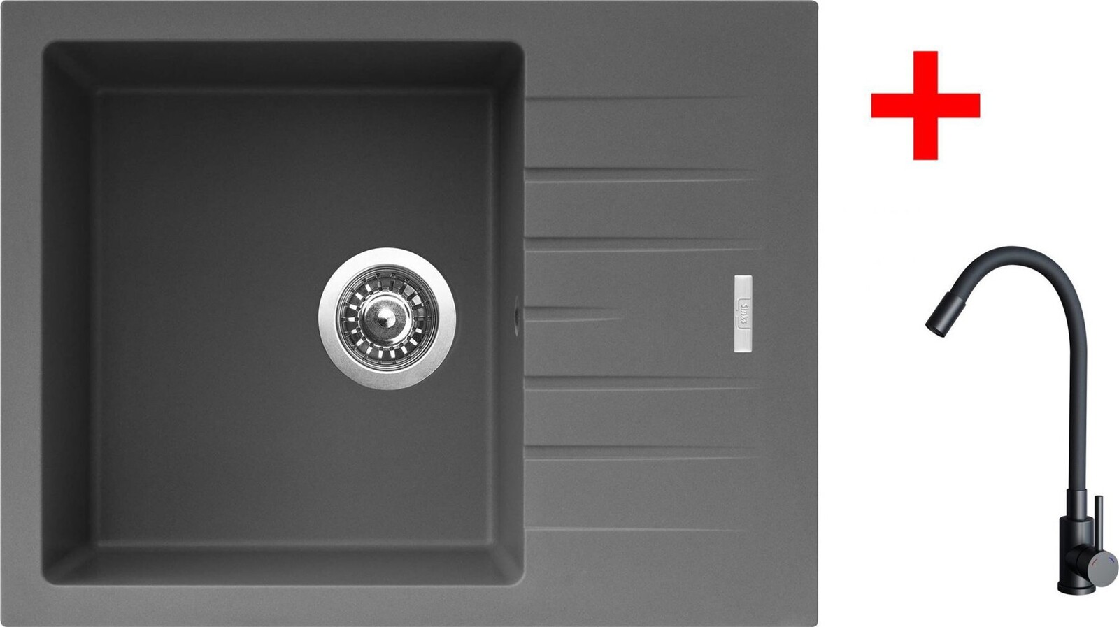 Sinks Perfecto 650 Titanium + Elasta čierny matný