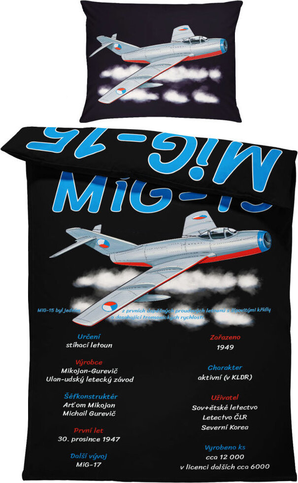 IMPAR Obliečky MiG15, 140 × 200 cm + 90 × 70 cm