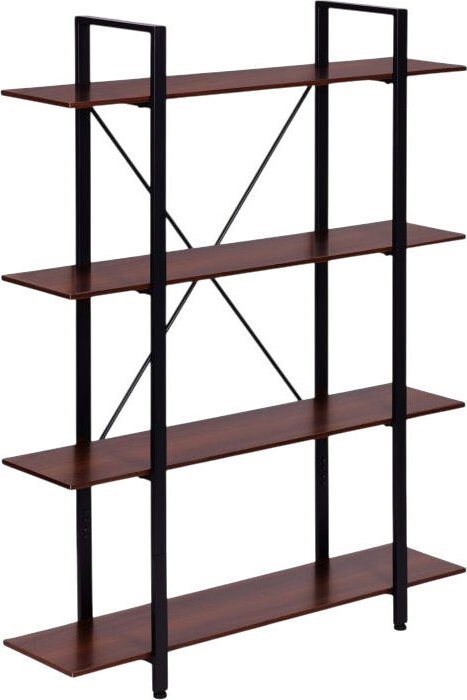 ModernHome S-04A Regál v industriálním stylu, 4 police, 105 × 140 cm, hnědý