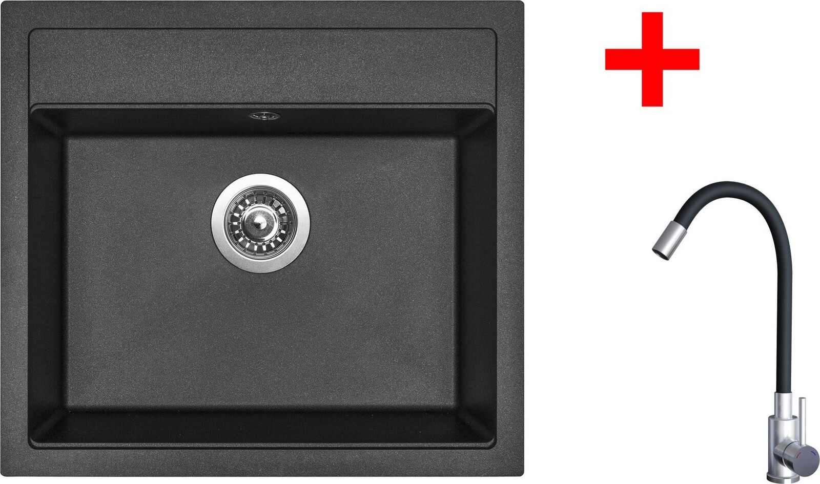 Sinks Solo 560 Metalblack + Elasta nehrdzavejúca oceľ/čierny