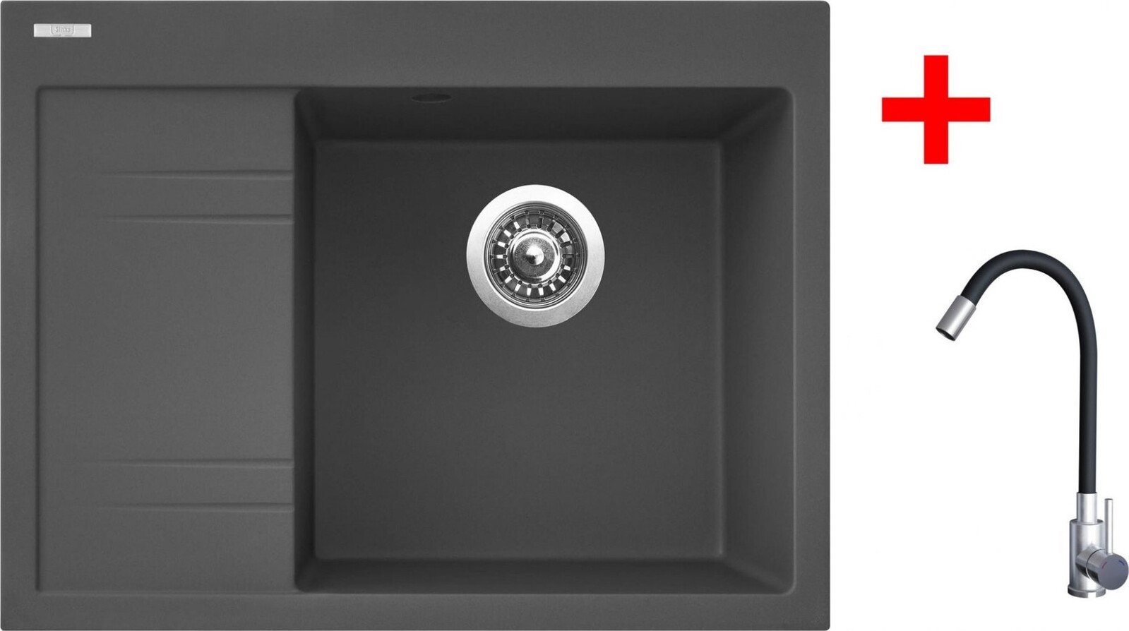 Sinks Rim 650 P Titanium + Elasta nehrdzavejúca oceľ/čierny