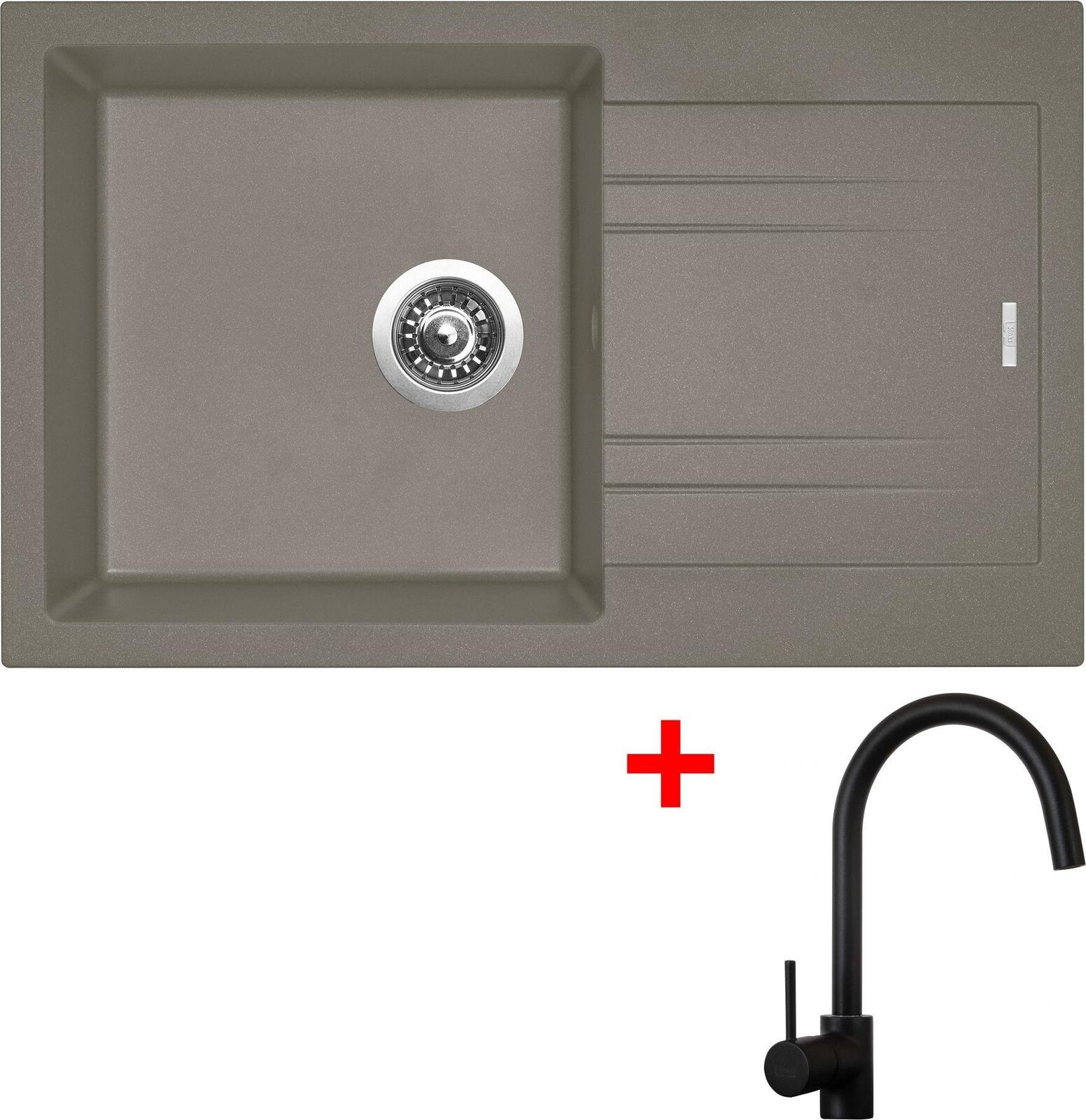 Sinks Linea 780 Truffle + Vitalia, čierna, matná