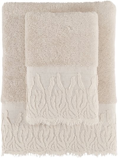 Soft Cotton Maya Ručník s krajkou 50 × 100 cm, sv. béžový