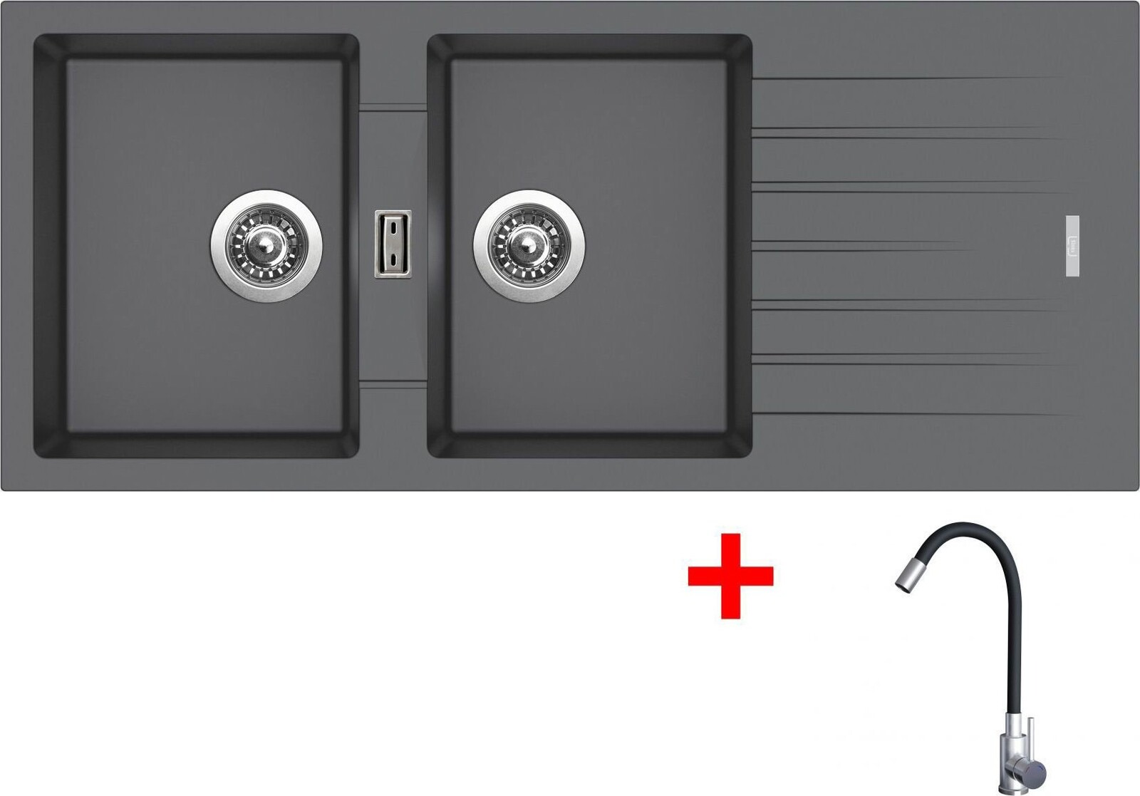 Sinks Perfecto 1160 Duo Titanium + Elasta nerez/černý