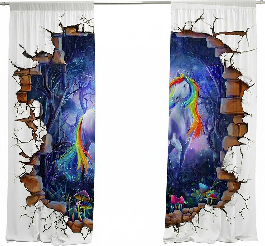 IMPAR Závěsy, 140 × 250 cm, fantasy jednorožec