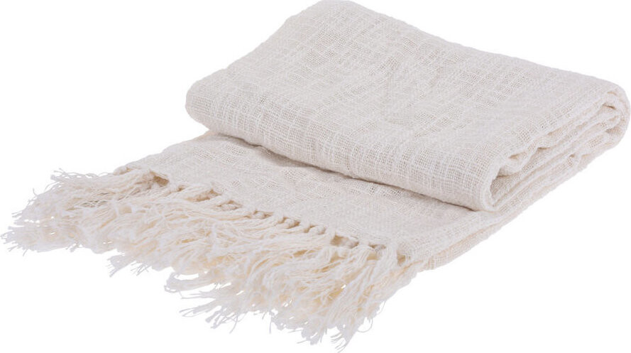 Home Styling Collection Přehoz na postel s třásněmi, 130 × 170 cm, bílý