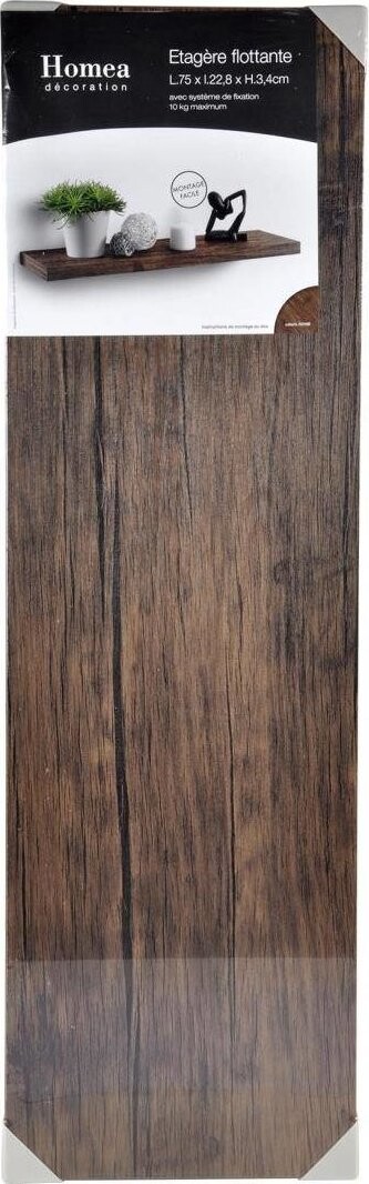 Homea Nástenná polica OAK, MDF, 75 × 22,8 cm, hnedá