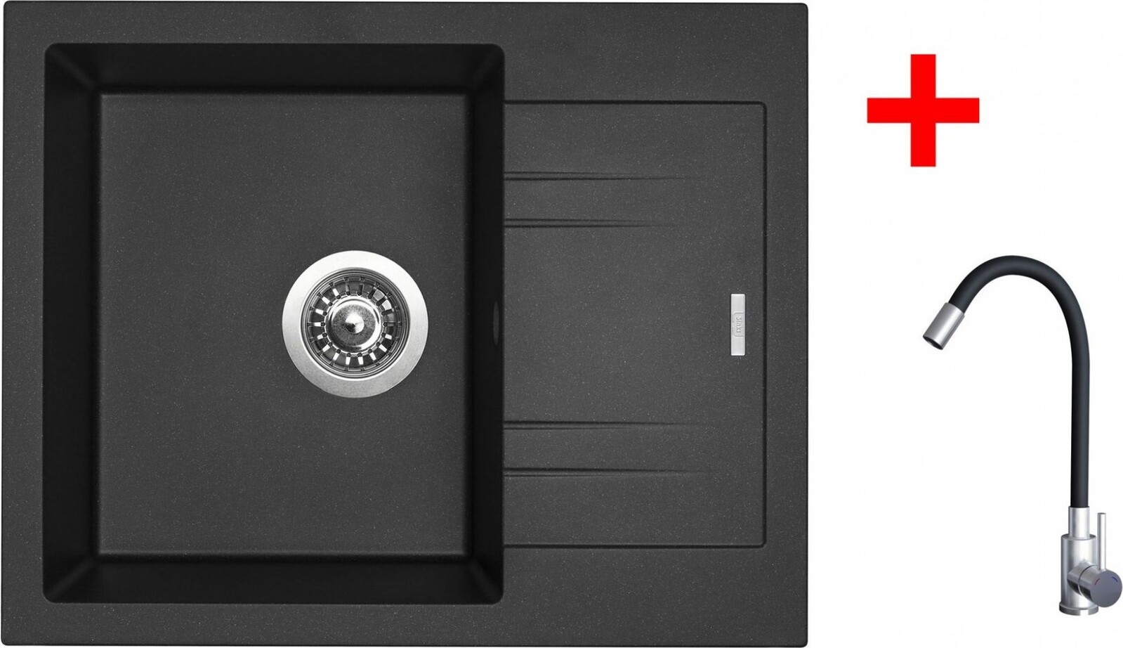 Sinks Linea 600 Metalblack + Elasta nehrdzavejúca oceľ/čierny