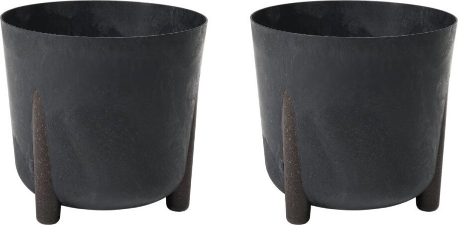 Lamela Květináč FRIDA 21 cm, recycled, černý beton, set 2 ks