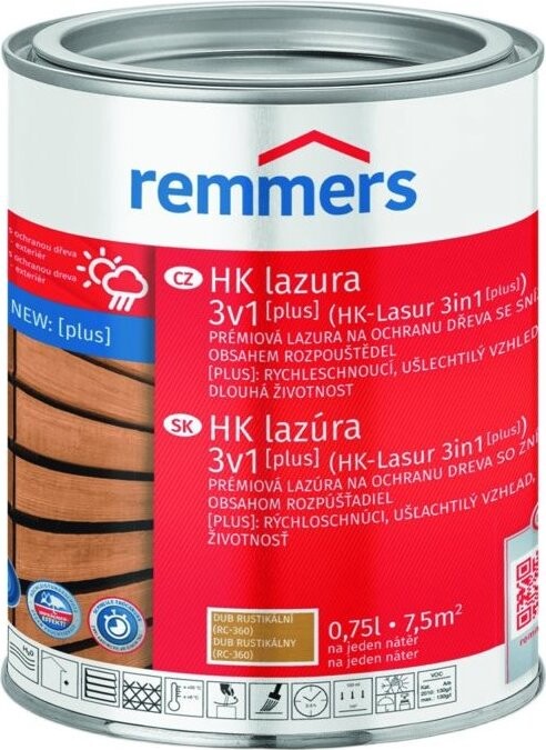 Remmers HK Lazura 3v1 [plus] 0,75 l Eiche rustikal / Rustikální dub