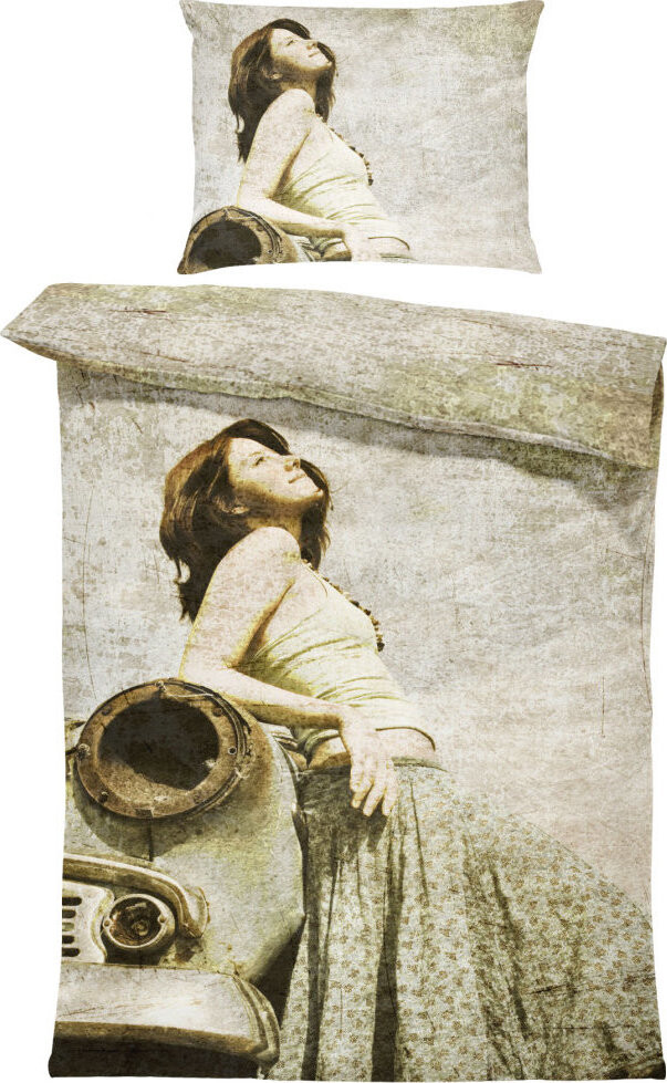 IMPAR Obliečky Žena pri aute, 140 × 200 cm + 90 × 70 cm