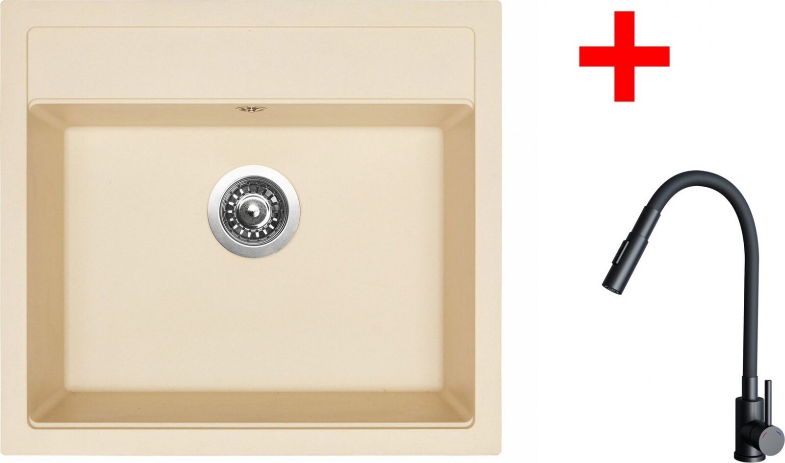 Sinks Solo 560 Sahara + Elasta S čierny matný