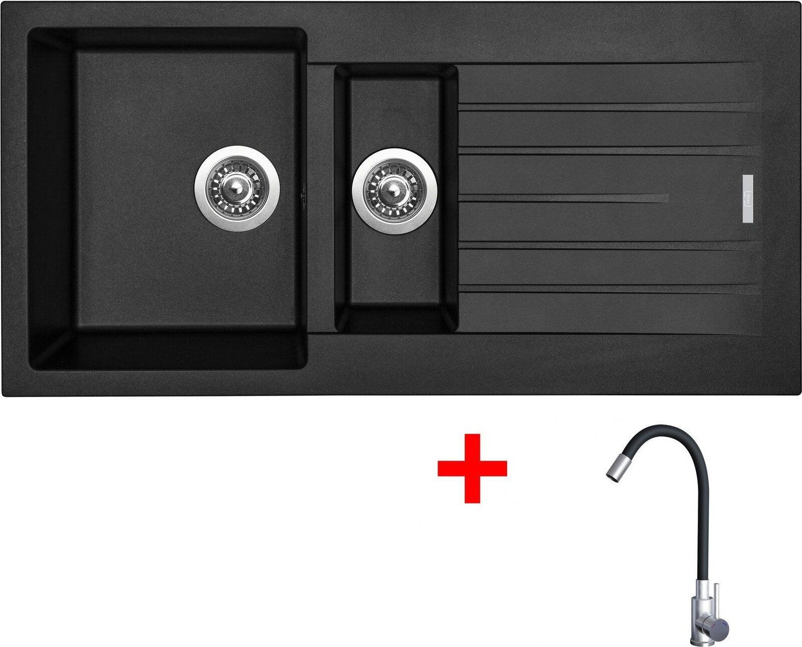 Sinks Perfecto 1000.1 Pureblack + Elasta nerez/černý