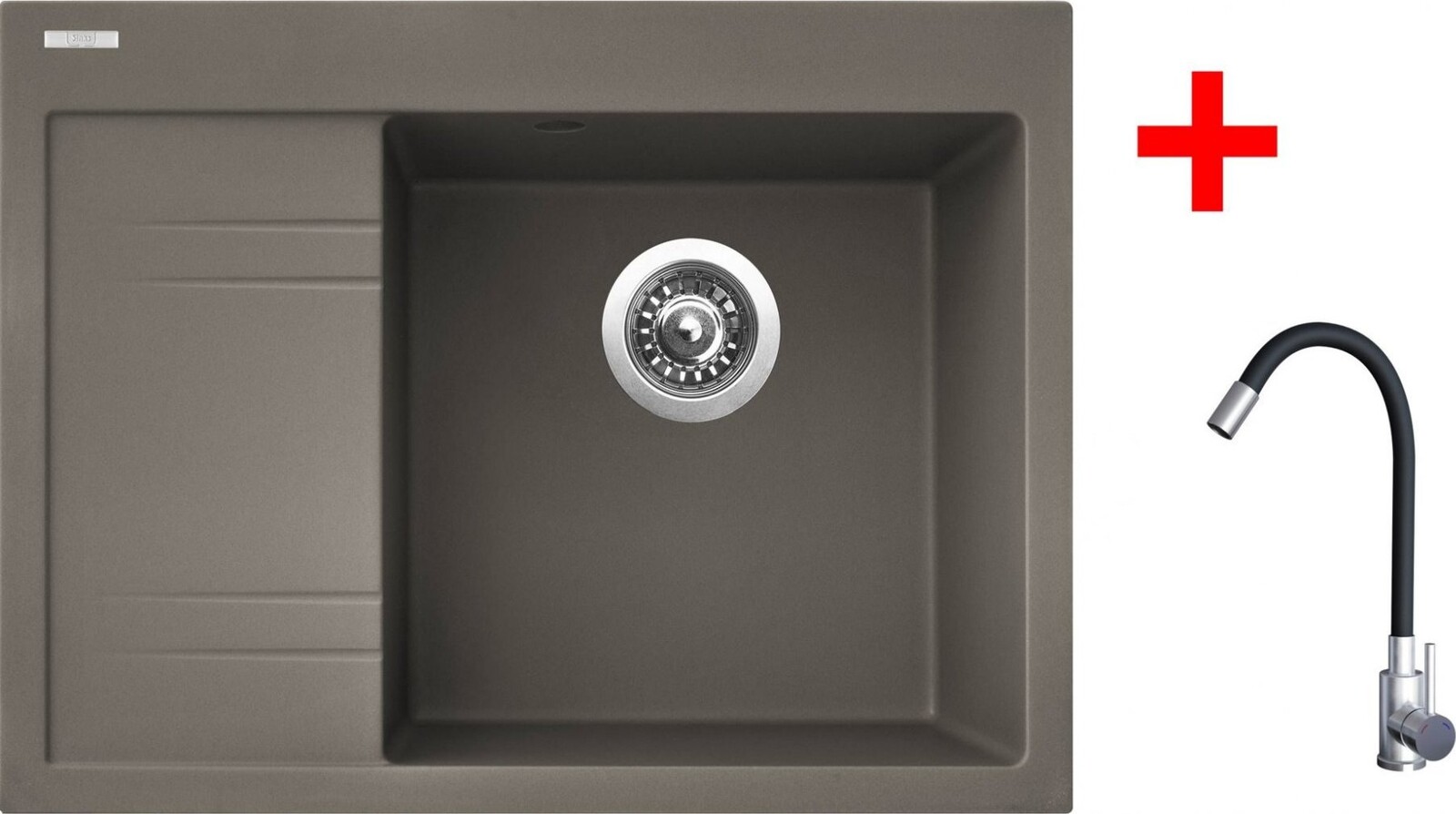 Sinks Rim 650 P Truffle + Elasta nehrdzavejúca oceľ/čierny