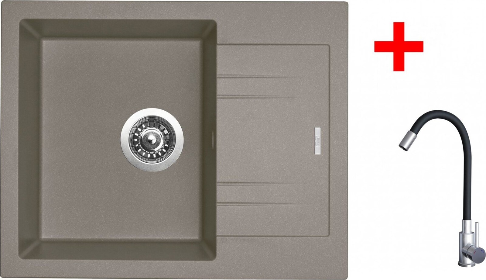 Sinks Linea 600 Truffle + Elasta nehrdzavejúca oceľ/čierny