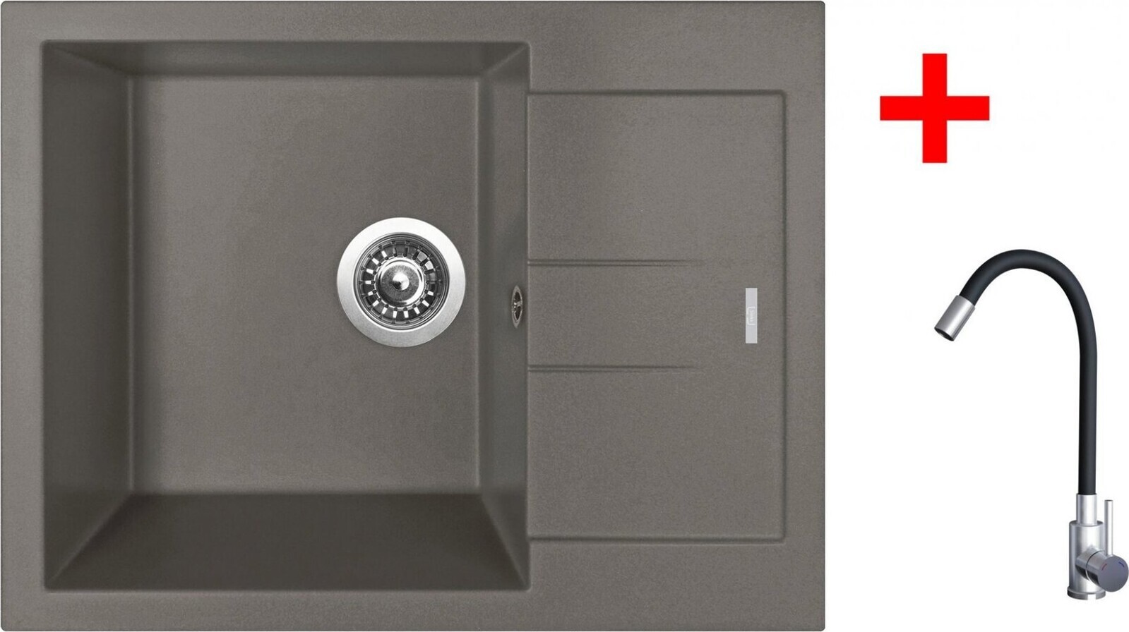 Sinks Amanda 650 Truffle + Elasta nerez/černý