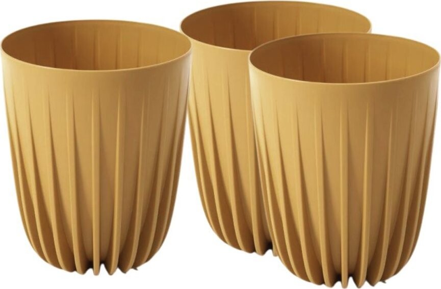 Lamela Květináč MIRA 19 cm, hořčicový, set 3 ks