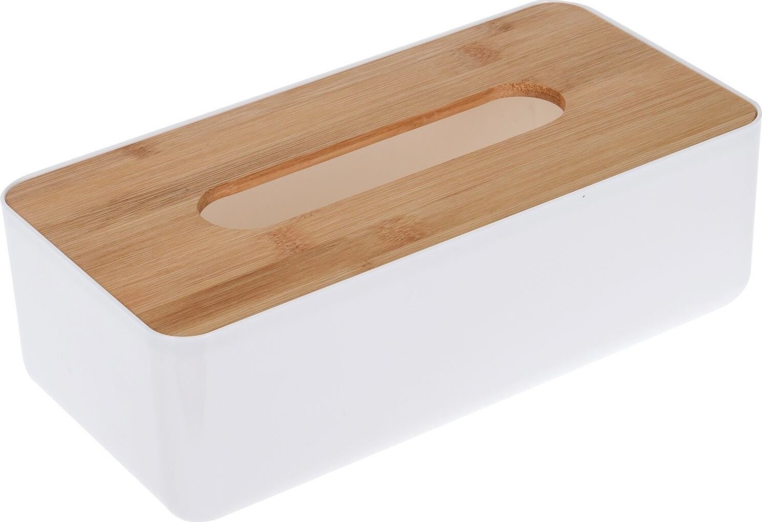 Storagesolutions box na kapesníky s bambusovým víkem 26 × 13 × 8 cm bílý