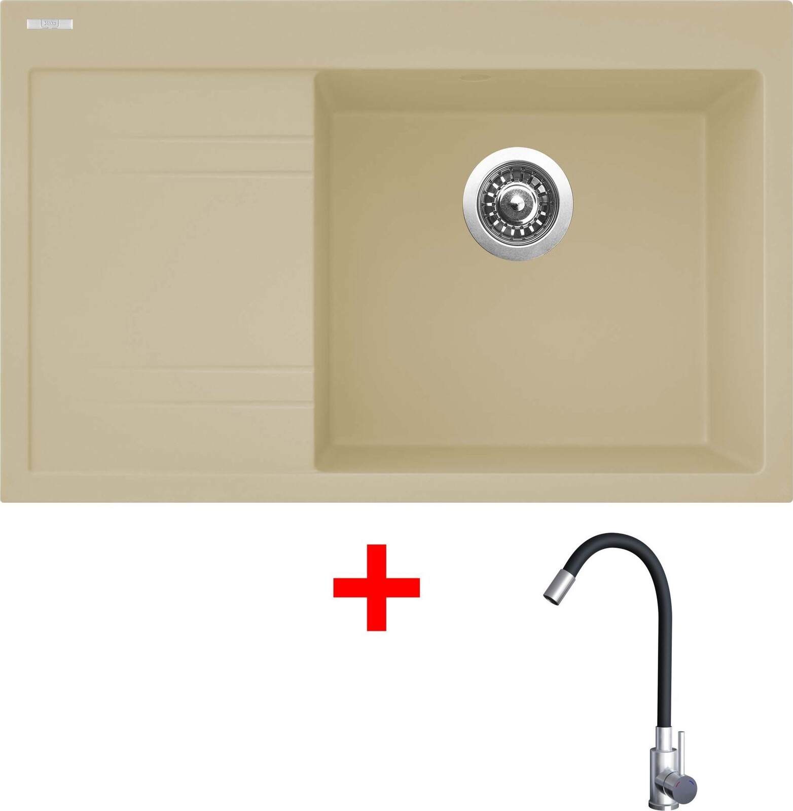 Sinks Rim 780 P Sahara + Elasta nehrdzavejúca oceľ/čierny